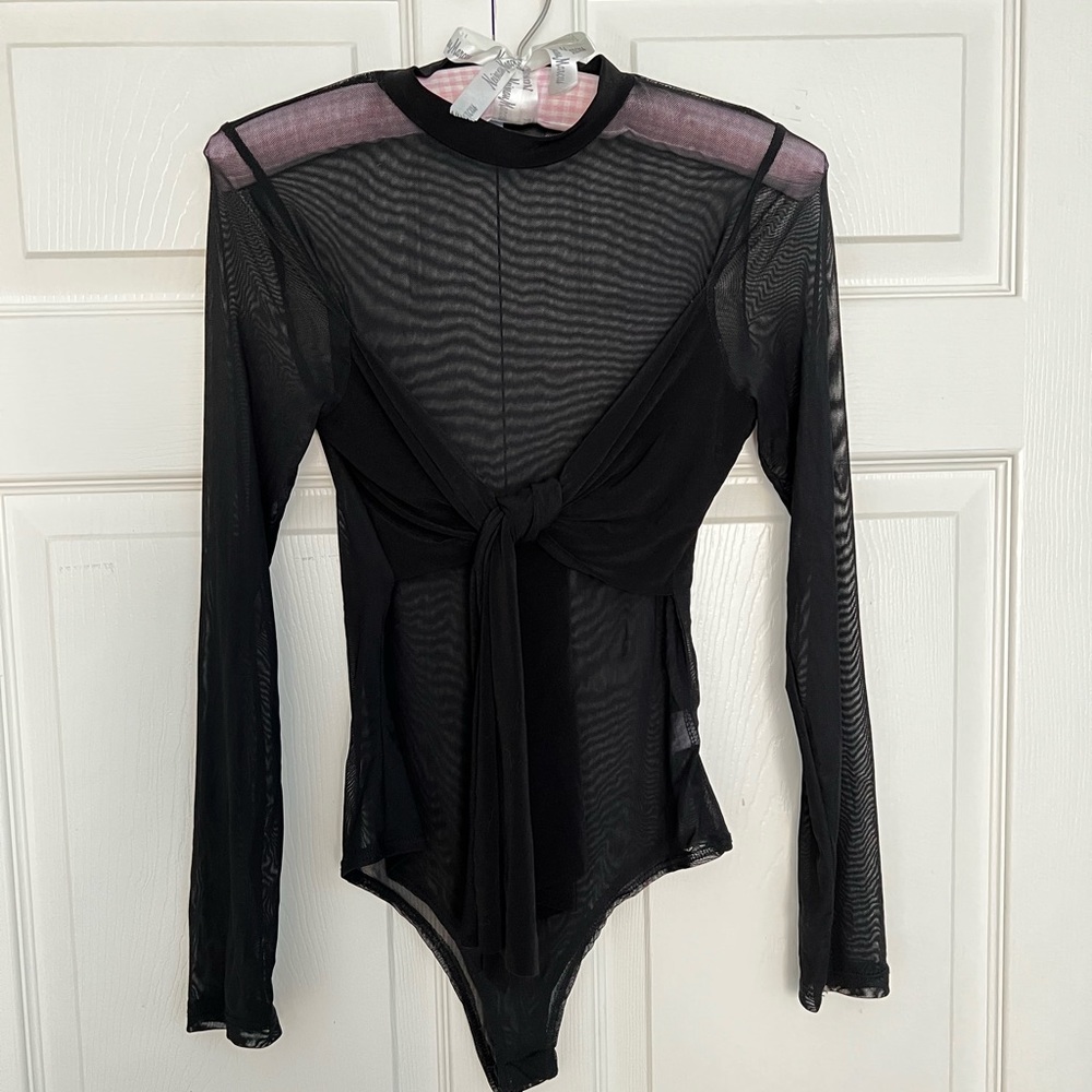 Day & Night Black Sheer Mesh Long Sleeve Bodysuit